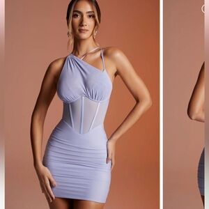 Asymmetric Neckline Corset Mini Dress Dress in Lilac